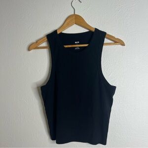 Maeve Anthropologie Black Ribbed Cropped Tank Top Soft Stretch Sleeveless Sz XL